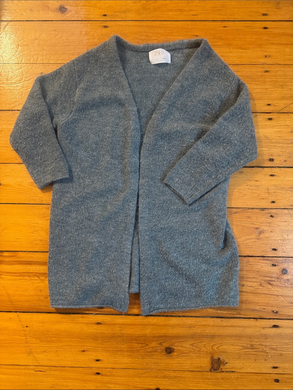 ZARA Kids Slate Blue Open-Front Knit Cardigan